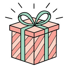 Pink gift box with mint ribbon present