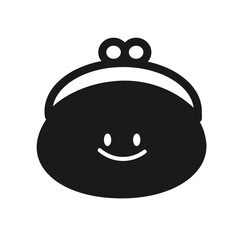 シンプルな顔のついたお財布のアイコン素材