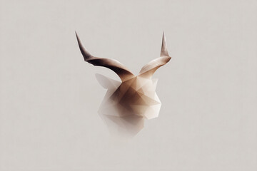 Abstract polygonal depiction of an impala head. Conceptual design ideal for creativity, nature, wildlife, or modern art projects. Serene, minimalist aesthetic.