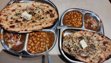 punjabi chole kulche with butter, Indian famous food