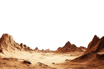 Naklejka premium Exploring the surreal terrain of Mars with vast red landscapes and rocky formations under an expansive sky