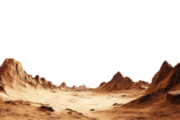 Exploring the surreal terrain of Mars with vast red landscapes and rocky formations under an expansive sky
