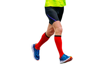 legs male runner athlete running marathon cut-out figure on transparent background