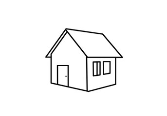 Simple Line Drawing of a House: Minimalist Home Illustration