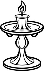 Candle Holder (for table ambiance) line art black and white , white background