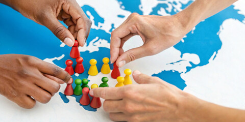 Abstract background. World Population Day concept of international cooperation among diverse people...