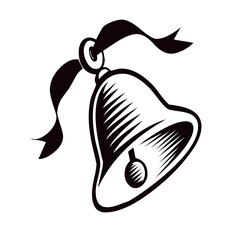 Bell icon in black and white. Vector illustration isolated on white background.
