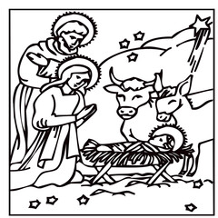 Illustration of the Nativity Scene with Mary, Joseph and the Baby Jesus
