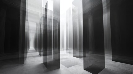 Dark, futuristic, abstract architecture