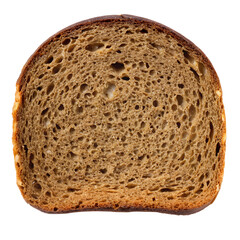 Fresh baked rye loaf slice close up for breakfast sandwich ingredient food on transparent background