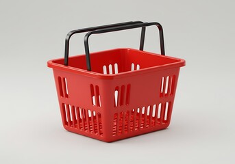 Red Plastic Shopping Basket: Retail, Grocery, and Supermarket Product