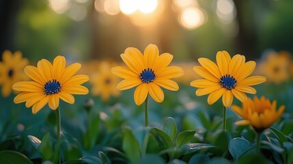 Spring season showcases vibrant yellow flowers.