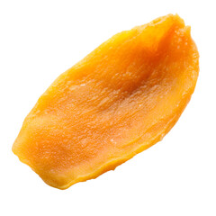 Close up of dried mango slice fruit snack healthy food product photography on transparent background