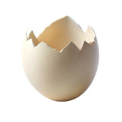 Broken eggshell, cracked shell, fragile egg concept, food photography on transparent background