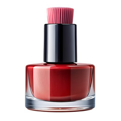 Red nail polish bottle, beauty product, cosmetic nail lacquer, fashion manicure on transparent background