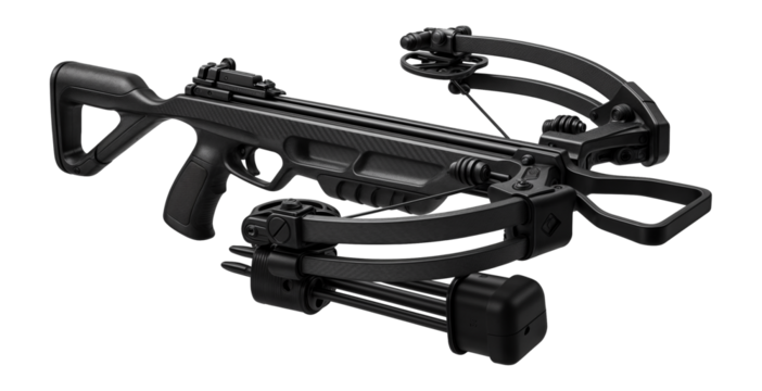 Carbon fiber crossbow with integrated quiver and noise dampeners for stealth hunting