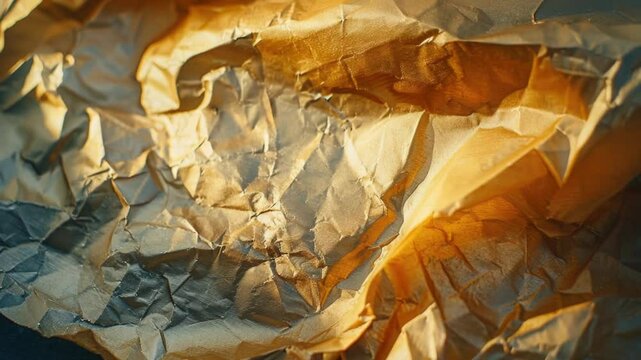A detailed view of crumpled paper with wrinkles and creases