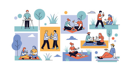 Fototapeta premium People Enjoying Activities Outdoors During a Spring Picnic