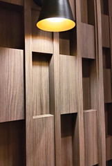 Illuminated Wooden Wall Panel with Geometric Design