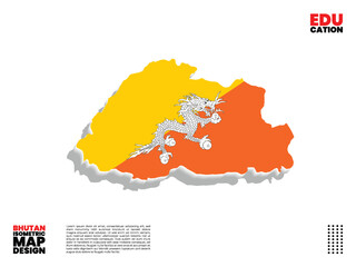 Vector map of Bhutan with flag design