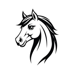 A majestic glyph icon of horse head mascot