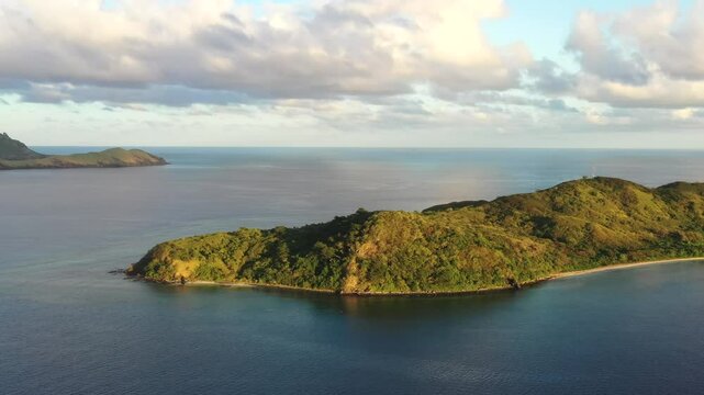 Remote secluded tropical Tokoriki island tourism destination in Fiji for coral reef beaches.
