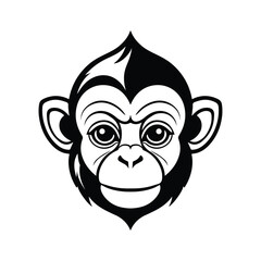 A funny glyph icon of monkey mascot head