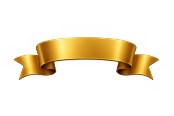 Shiny golden ribbon banner waving on transparent background, perfect for adding a touch of elegance and prestige to designs