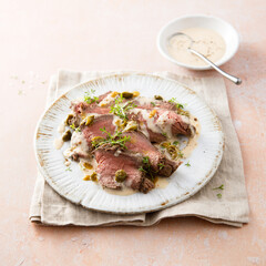 Vitello tonnato with capers