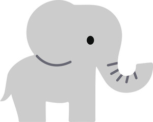 A cheerful flat-style elephant illustration. Ideal for zoo learning themes, animal flashcards, and toddler education resources.


