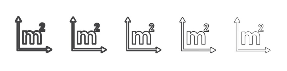 m2 area unit icon simple illustration collection symbol