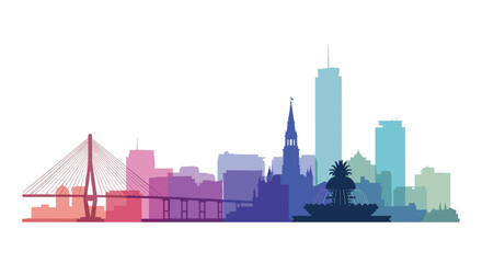 Obraz premium Charleston South Carolina cityscape in gradient color style