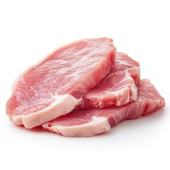 Freshly cut raw pork chops, ready for cooking, with close-up view 