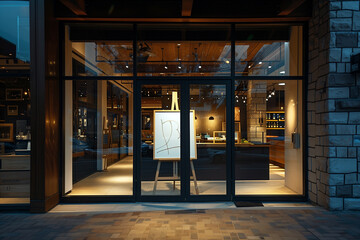 Modern Art Gallery Exterior at Night