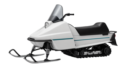 Compact snowmobile featuring a single headlight and low windshield