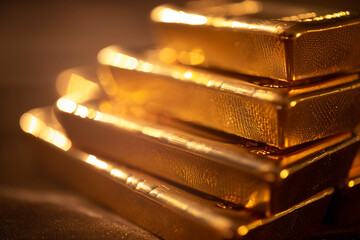 Stack of Gold Bars with Reflective Shine