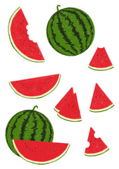 Watermelon cut into various shapes