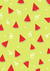 Watermelon and Cup Patterns, Summer Images