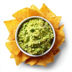 A delicious serving of guacamole served with crispy tortilla chips