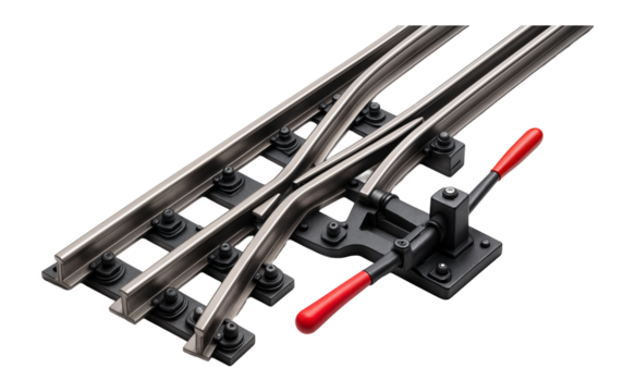 Dual-gauge turnout with parallel tracks and adjustable rail alignment