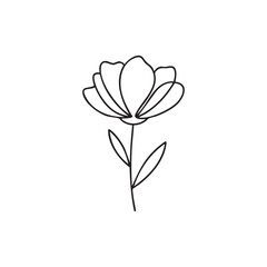 Obraz premium Line art vector flower illustration
