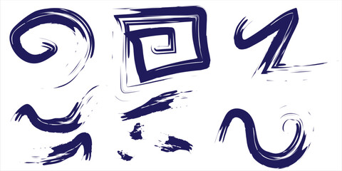 blue brush stroke isolated on background. Vector brush strokes for ink paint, grunge design elements, banners, watercolor design, dirty texture. Trendy brush strokes, vector illustration