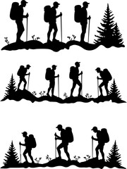 mountain climbing, team climbing,  man vector bundle