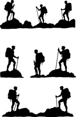 Obraz premium mountain climbing, team climbing, man vector bundle