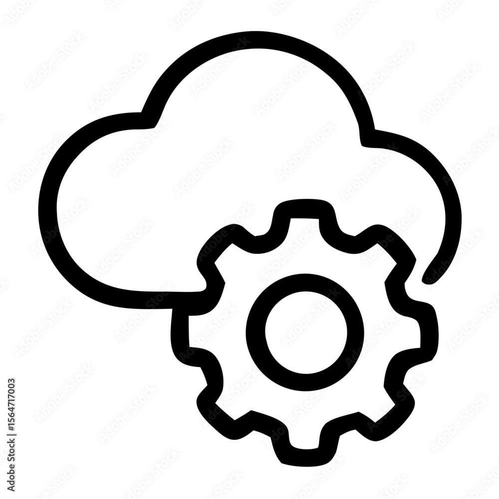 Leinwandbilder outline style cloud setting configuration data connection simple icon