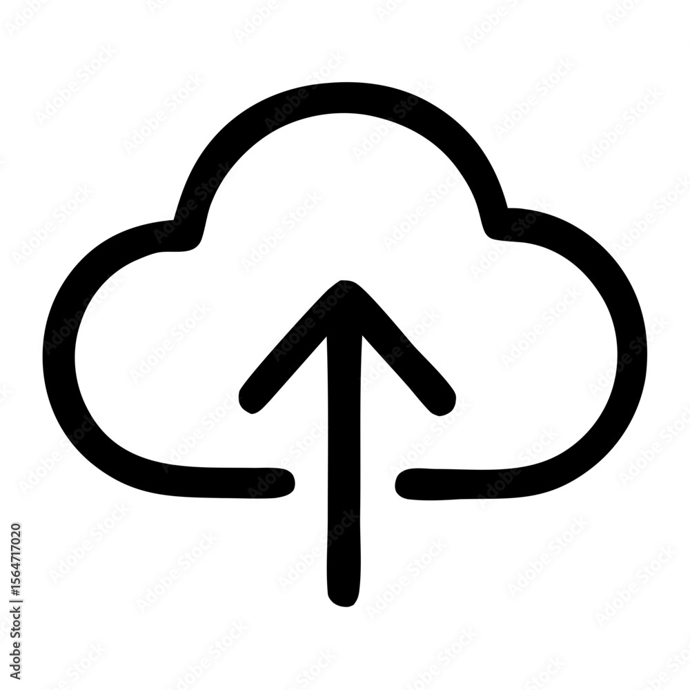 Poster simple line art cloud upload arrow symbol shape icon