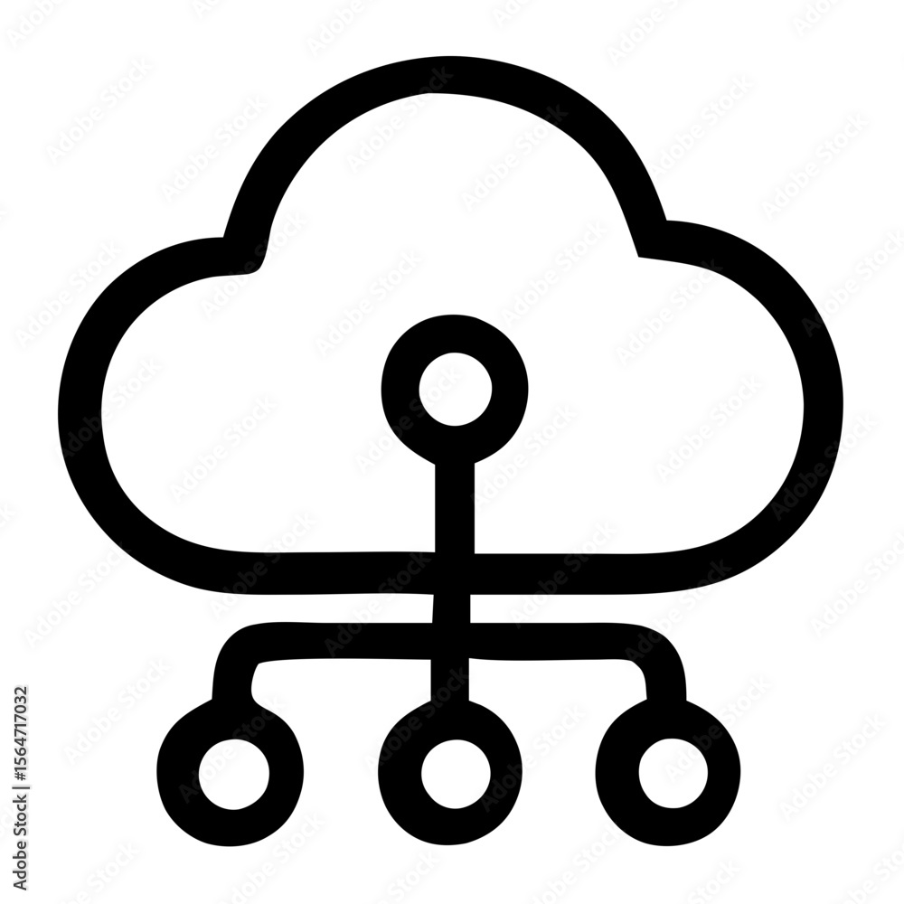 Aufkleber minimalist outline cloud computing network connection system icon simple design