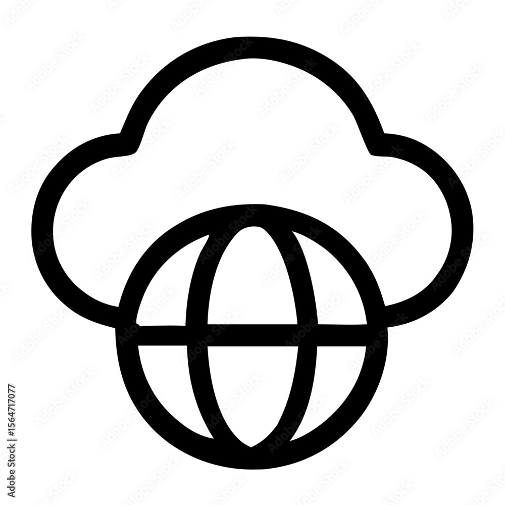Poster outline simple cloud globe connection line art icon design