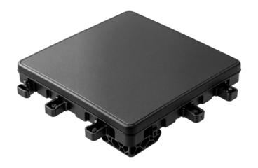 Modular flooring system with interlocking tiles for a sports arena.