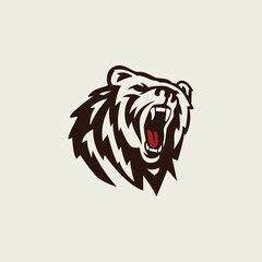 Bear head animal portrait logo icon illustration mascot profile